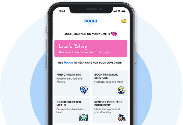Screenshot of the Boom Health mobile app